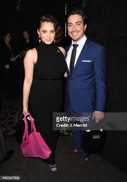 Rachel Bloom and Ben Feldman pose backstage at the 29th Annual GLAAD Media Awards at The Beverly Hilton Hotel on April 12, 2018 in Beverly Hills,...