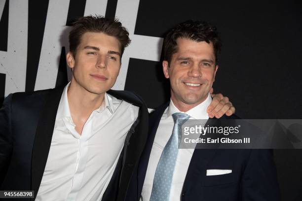 Actor Nolan Gerard Funk and director Jeff Wadlow attend the premiere of Universal Pictures "Blumhouse's Truth Or Dare" at ArcLight Cinemas Cinerama...