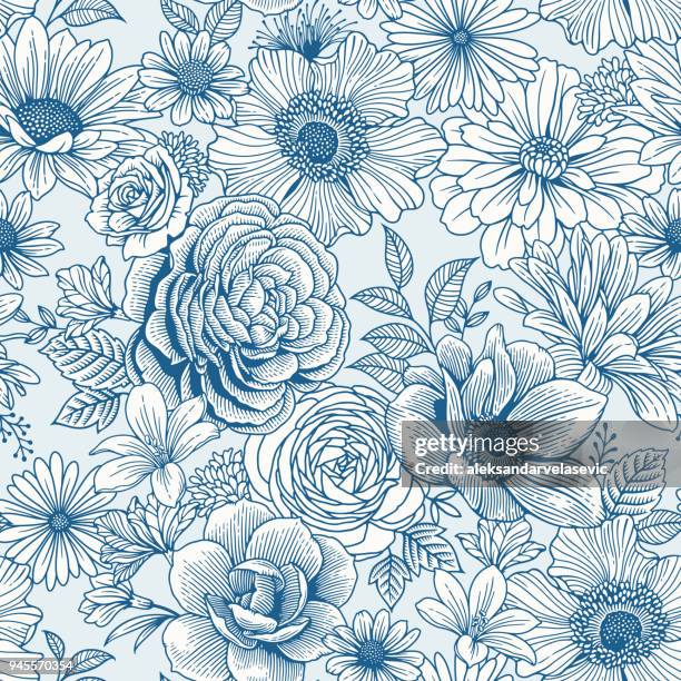 ilustrações de stock, clip art, desenhos animados e ícones de seamless floral pattern - padrão floral