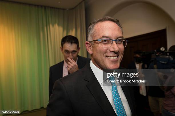 Patrick Delaney, Fox Sports, is all smiles after Cricket Australia's media rights announcement on April 13, 2018 in Sydney, Australia.