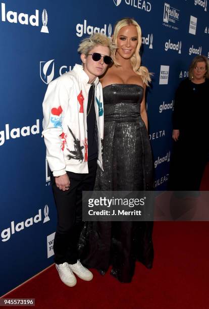 Nats Getty and Gigi Gorgeous attend the 29th Annual GLAAD Media Awards at The Beverly Hilton Hotel on April 12, 2018 in Beverly Hills, California.