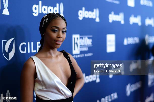 Nafessa Williams attends the 29th Annual GLAAD Media Awards at The Beverly Hilton Hotel on April 12, 2018 in Beverly Hills, California.