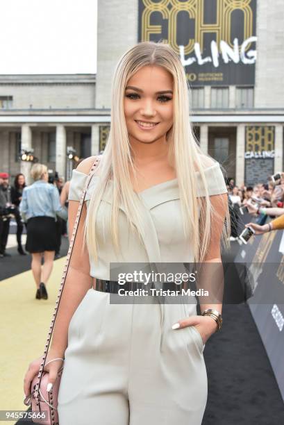 Julia Beautx arrives at the Echo Award 2018 at Messe Berlin on April 12, 2018 in Berlin, Germany.