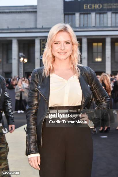 Kelly Svirakova arrives at the Echo Award 2018 at Messe Berlin on April 12, 2018 in Berlin, Germany.