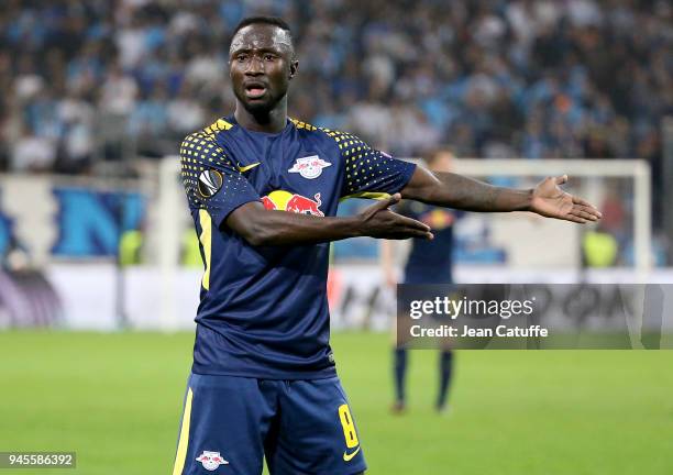 Naby Keita of RB Leipzig during the UEFA Europa League quarter final leg two match between Olympique de Marseille and RB Leipzig at Velodrome stadium...