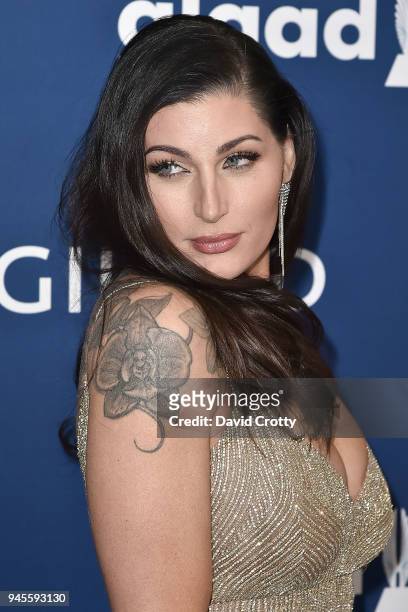 Trace Lysette attends the 29th Annual GLAAD Media Awards - Arrivals at The Beverly Hilton Hotel on April 12, 2018 in Beverly Hills, California.