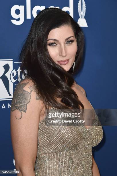 Trace Lysette attends the 29th Annual GLAAD Media Awards - Arrivals at The Beverly Hilton Hotel on April 12, 2018 in Beverly Hills, California.