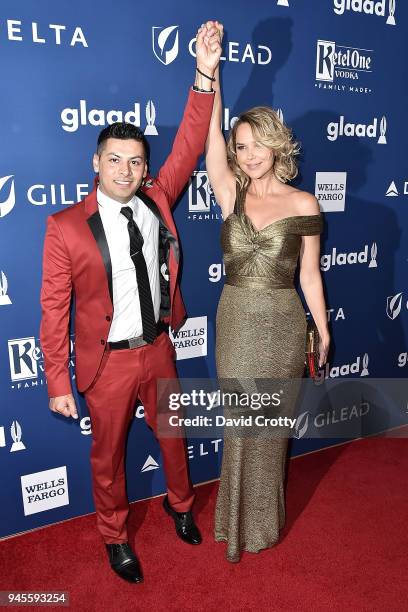 Javier Nava and Arielle Kebbel attend the 29th Annual GLAAD Media Awards - Arrivals at The Beverly Hilton Hotel on April 12, 2018 in Beverly Hills,...