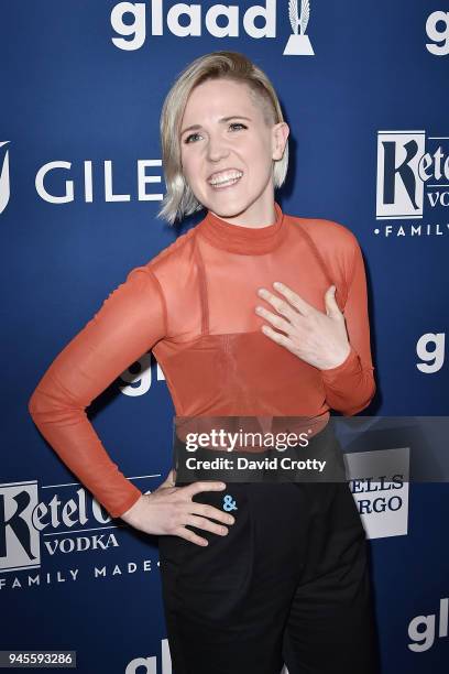 Hannah Hart attends the 29th Annual GLAAD Media Awards - Arrivals at The Beverly Hilton Hotel on April 12, 2018 in Beverly Hills, California.