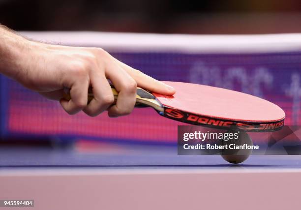 General view during the match between Samuel Walker of England and Sathiyan Gnanasekaran of India during the MenÕs Singles Table Tennis Quarterfinal...