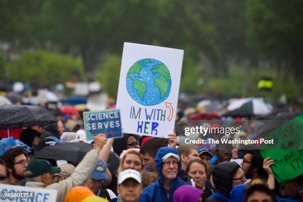 Thousands gather on the National Mall for the March for Science on Saturday, April 22 in Washington, DC. Activists and scientists descend on the...