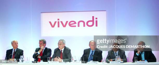 Vivendi Games' president Rene Penisson, SFR president Franck Esser, Vivendi's board director Jean-Bernard Levy, Vivendi's Financial director Jacques...