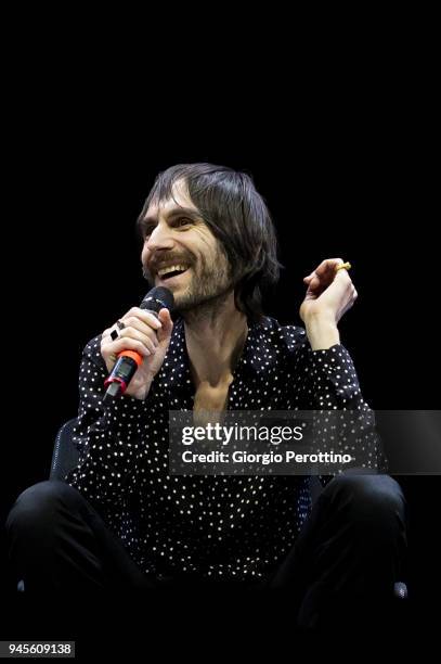 Francesco Bianconi, singer of the Italian band Baustelle, attends their conference to introduce their new album during the event called 'OGR Public...