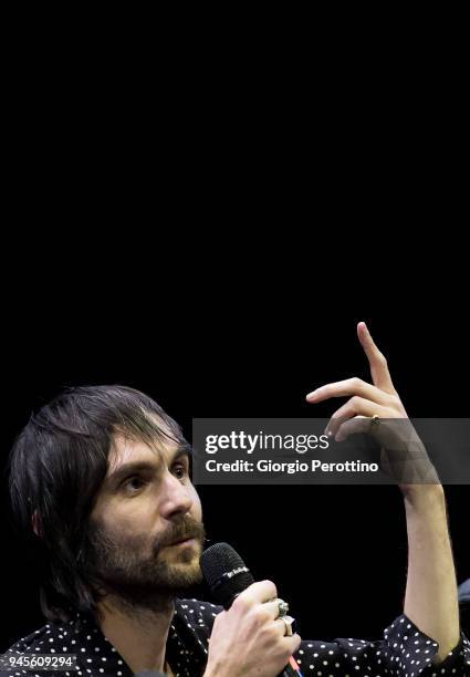 Francesco Bianconi, singer of the Italian band Baustelle, attends their conference to introduce their new album during the event called 'OGR Public...