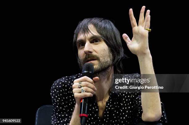 Francesco Bianconi, singer of the Italian band Baustelle, attends their conference to introduce their new album during the event called 'OGR Public...