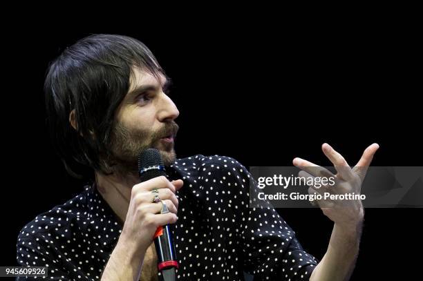 Francesco Bianconi, singer of the Italian band Baustelle, attends their conference to introduce their new album during the event called 'OGR Public...