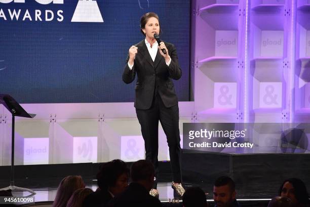 Dana Goldberg attends the 29th Annual GLAAD Media Awards - Arrivals at The Beverly Hilton Hotel on April 12, 2018 in Beverly Hills, California.