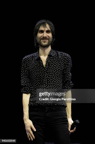 Francesco Bianconi, singer of the Italian band Baustelle, attends their conference to introduce their new album during the event called 'OGR Public...