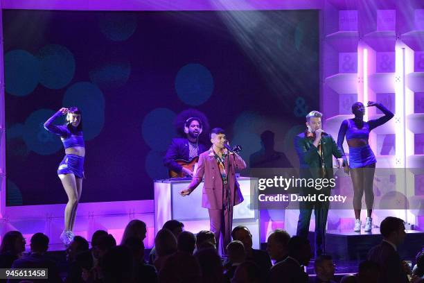 Superfruit attends the 29th Annual GLAAD Media Awards - Arrivals at The Beverly Hilton Hotel on April 12, 2018 in Beverly Hills, California.