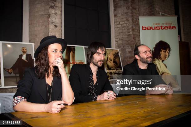 Italian band Baustelle attends their conference to introduce their new album during the event called 'OGR Public Program - Baustelle -evento di...