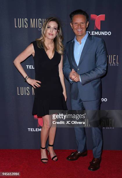 Producers Carla Gonzalez-Vargas and Mark Burnett attend the screening of Telemundo's 'Luis Miguel La Serie' at a Private Residence on April 12, 2018...