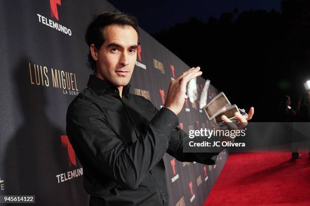 Actor Daniel Fernandez attends the screening of Telemundo's 'Luis Miguel La Serie' at a Private Residence on April 12, 2018 in Beverly Hills,...