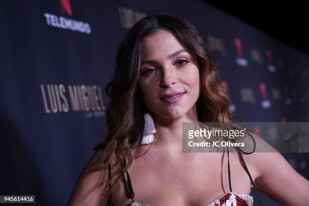 Actor Paulina Davila attends the screening of Telemundo's 'Luis Miguel La Serie' at a Private Residence on April 12, 2018 in Beverly Hills,...
