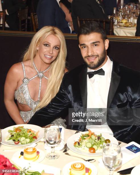 Honoree Britney Spears and Sam Asghari attend the 29th Annual GLAAD Media Awards at The Beverly Hilton Hotel on April 12, 2018 in Beverly Hills,...