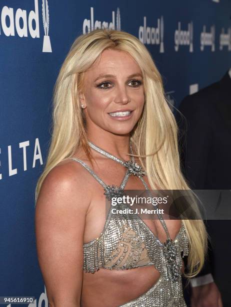 Honoree Britney Spears attends the 29th Annual GLAAD Media Awards at The Beverly Hilton Hotel on April 12, 2018 in Beverly Hills, California.