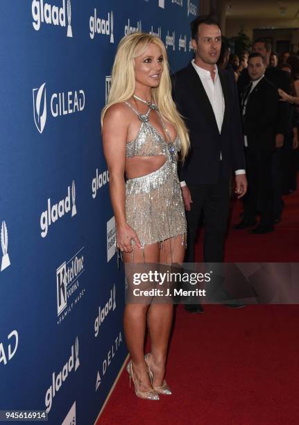 Honoree Britney Spears attends the 29th Annual GLAAD Media Awards at The Beverly Hilton Hotel on April 12, 2018 in Beverly Hills, California.