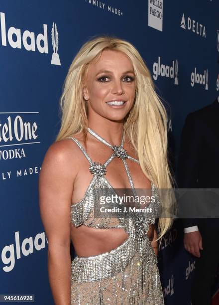 Honoree Britney Spears attends the 29th Annual GLAAD Media Awards at The Beverly Hilton Hotel on April 12, 2018 in Beverly Hills, California.