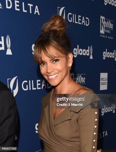 Halle Berry attends the 29th Annual GLAAD Media Awards at The Beverly Hilton Hotel on April 12, 2018 in Beverly Hills, California.