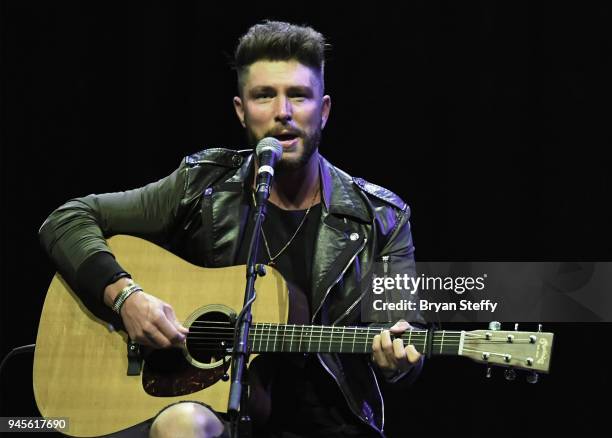 Singer Chris Lane performs during the 95.5 The Bull's 10th Annual All-Star Guitar Pull at The Pearl concert theater at Palms Casino Resort on April...