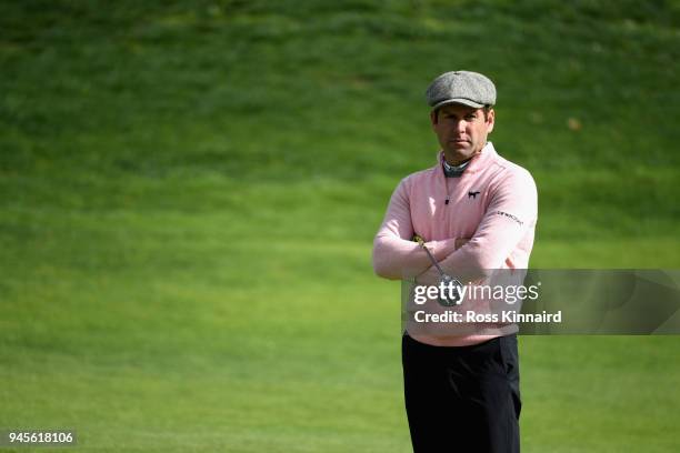 Robert Rock of England looks on on the 10th hole during day two of the Open de Espana at Centro Nacional de Golf on April 13, 2018 in Madrid, Spain.