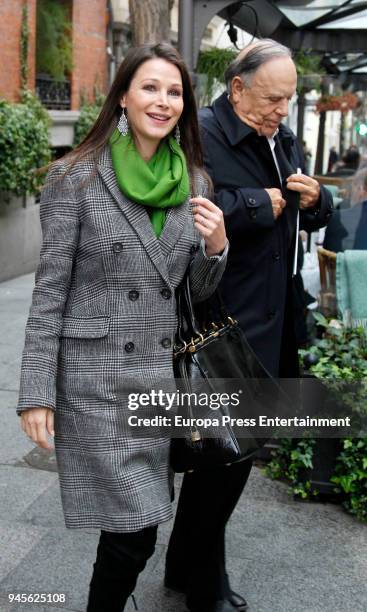 Marquis of Grinon, Carlos Falco, and wife Esther Dona are seen leaving a restaurant on April 12, 2018 in Madrid, Spain.