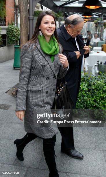 Marquis of Grinon, Carlos Falco, and wife Esther Dona are seen leaving a restaurant on April 12, 2018 in Madrid, Spain.