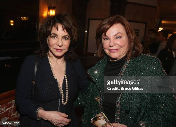 Stockard Channing and Marsha Mason pose at the opening night of the revival of "Carousel" on Broadway at The Imperial Theatre on April 12, 2018 in...