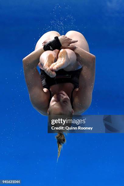 Julia Vincent of South Africa competes in the Women's 1m Springboard Diving Final on day nine of the Gold Coast 2018 Commonwealth Games at Optus...