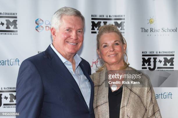 Former Texas Longhorns football coach Mack Brown and wife Sally Brown arrive at the Mack, Jack & McConaughey charity gala at ACL Live on April 12,...