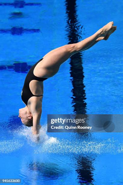 Julia Vincent of South Africa competes in the Women's 1m Springboard Diving Final on day nine of the Gold Coast 2018 Commonwealth Games at Optus...