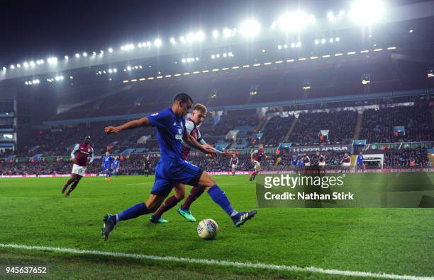 Lee Peltier of Cardiff City in action during the Sky Bet Championship match between Aston Villa and Cardiff City at Villa Park on April 10, 2018 in...