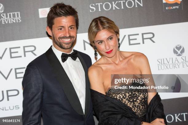 The football player Marco Storari and his wife Veronica Zimbaro attending the charity gala Never Give Up at The Westin Palace of Milan. Milan, Italy....