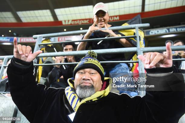 Tofiga Fepulea'i as the celebrity Hurricane during the round nine Super Rugby match between the Hurricanes and the Chiefs at Westpac Stadium on April...