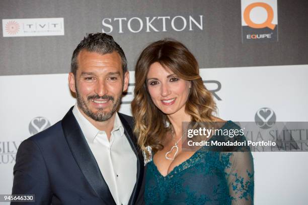 The football player Gianluca Zambrotta and his wife Valentina Liguori attending the charity gala Never Give Up at The Westin Palace of Milan. Milan,...