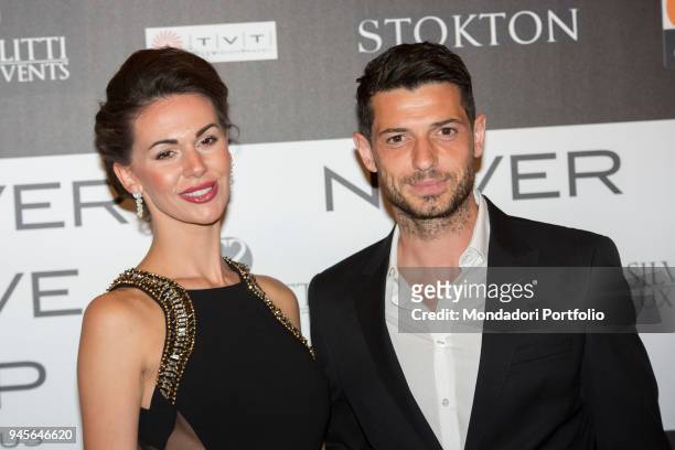 The football player Blerim Dzemaili and his wife Erjona Sulejmani attending the charity gala Never Give Up at The Westin Palace of Milan. Milan,...