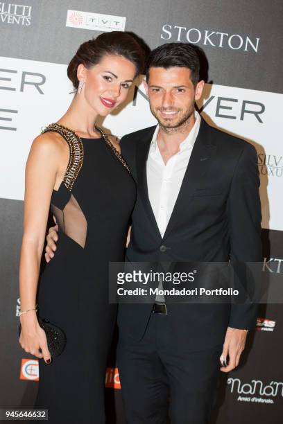 The football player Blerim Dzemaili and his wife Erjona Sulejmani attending the charity gala Never Give Up at The Milan Westin Palace. Milan, Italy....