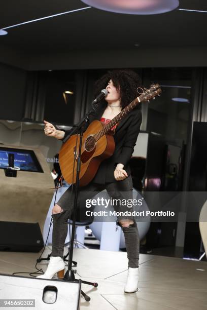 The singer Marianne Mirage in concert at the Samsung District for the Milan Furniture Fair. Milan, Italy. 6th April 2017