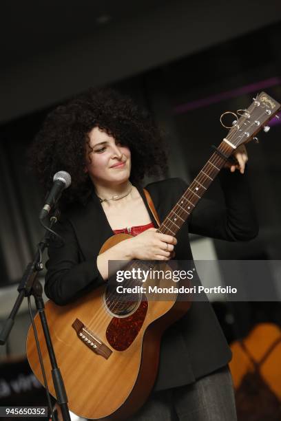 The singer Marianne Mirage in concert at the Samsung District for the Milan Furniture Fair. Milan, Italy. 6th April 2017