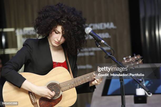 The singer Marianne Mirage in concert at the Samsung District for the Milan Furniture Fair. Milan, Italy. 6th April 2017