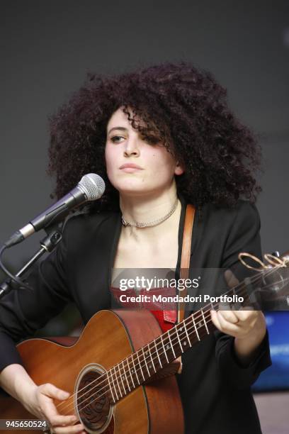 The singer Marianne Mirage in concert at the Samsung District for the Milan Furniture Fair. Milan, Italy. 6th April 2017